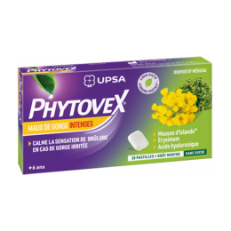 UPSA Phytovex Pastilles Maux de gorge intenses - 20 pastilles