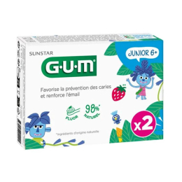 GUM Junior 6ans et + Dentifrice goût Fraise - 2x50 ml