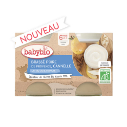 Babybio Petits pots brassé Poire de provence Cannelle - 2x130g