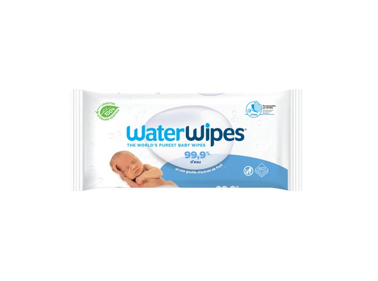 Waterwipes Lingettes bébé à l'eau 100% d'origine végétale - 60 lingettes