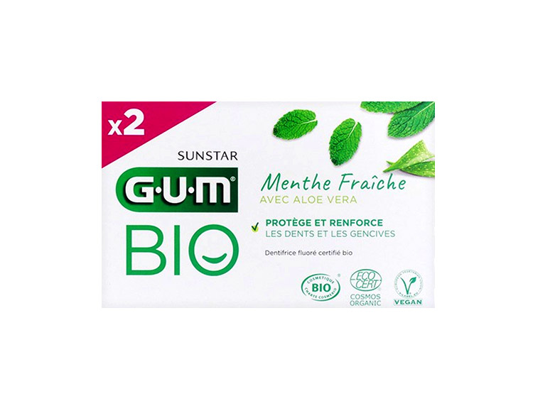 GUM Gel dentifrice Menthe fraîche BIO - 2x75ml