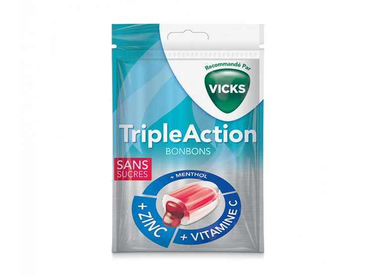 Vicks Bonbons Triple action sans sucres - 72g