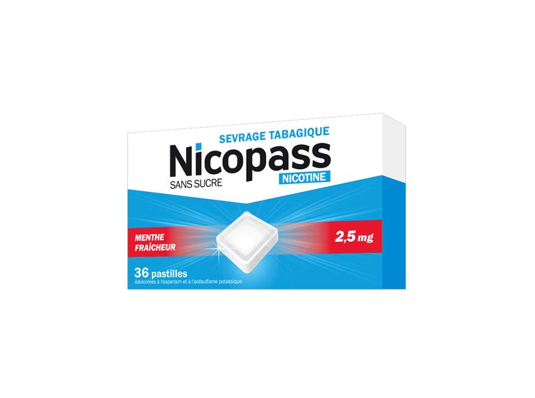 Nicopass 2,5mg Menthe - 36  pastilles à sucer