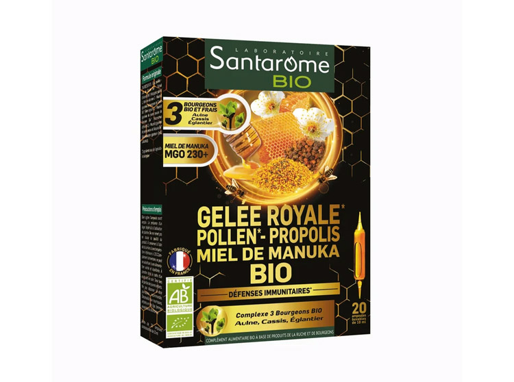 Santarome Gelée royale Pollen Propolis Miel de Manuka BIO - 20 ampoules