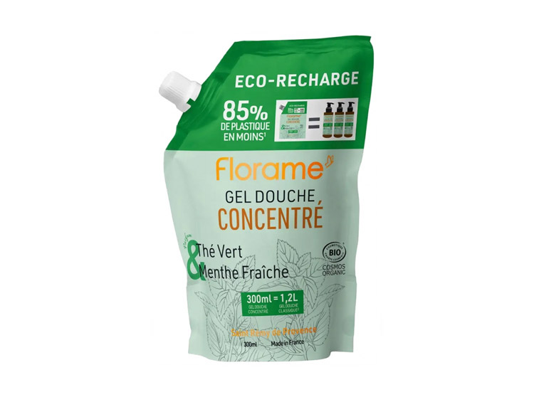 Florame Gel Douche concentré  Thé Vert & Menthe fraîche Eco-Recharge BIO -  300ml