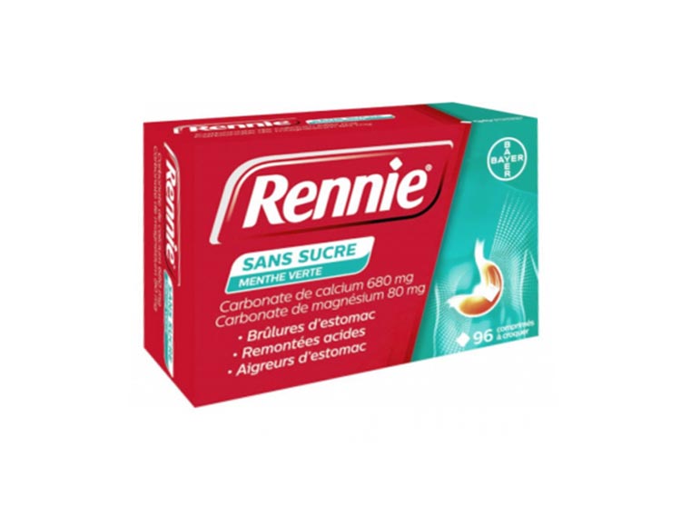 Rennie Menthe verte sans sucre - 96 comprimés à croquer