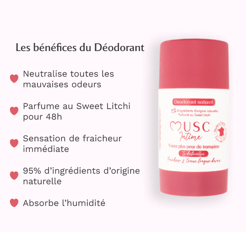 Bénéfices du déodorant naturel Musc Intime sweet litchi 