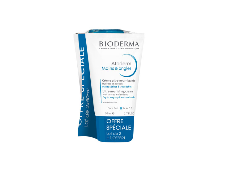 Bioderma Atoderm Mains & ongles Crème ultra-nourrissante - 3x50ml