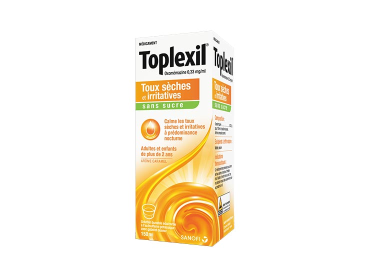 Toplexil sirop sans sucre Oxomémazine 0,33 mg/ml - 150ml
