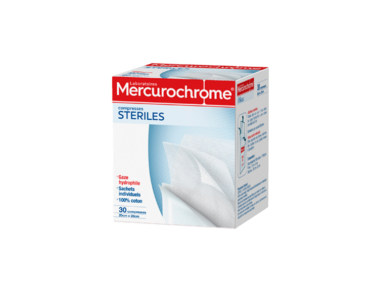 Mercurochrome compresses stériles - 30 compresses