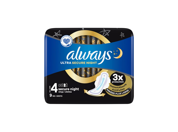 Always Ultra Secure Night Taille 4 - 9 serviettes