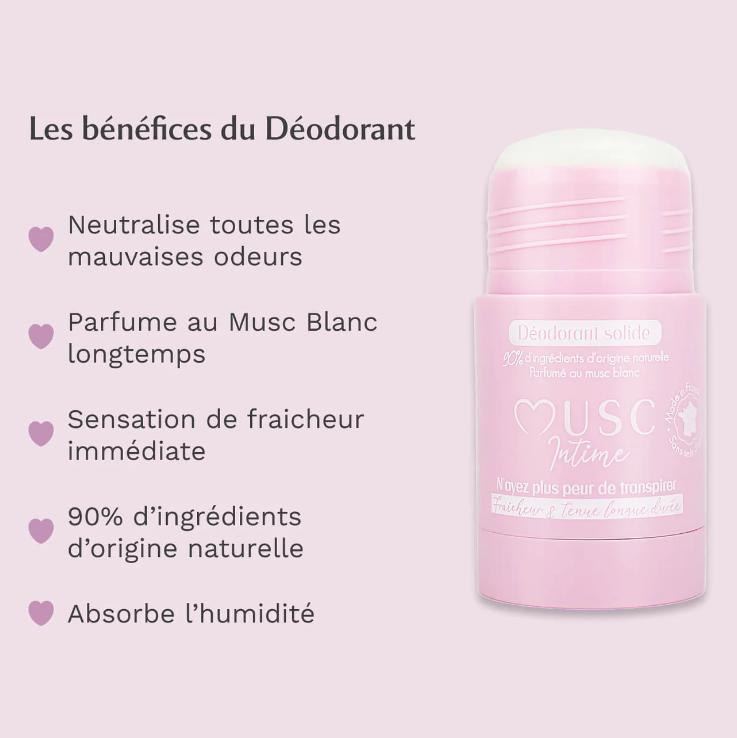 Les bénéfices du déodorant naturel Musc Intime au Musc Blanc