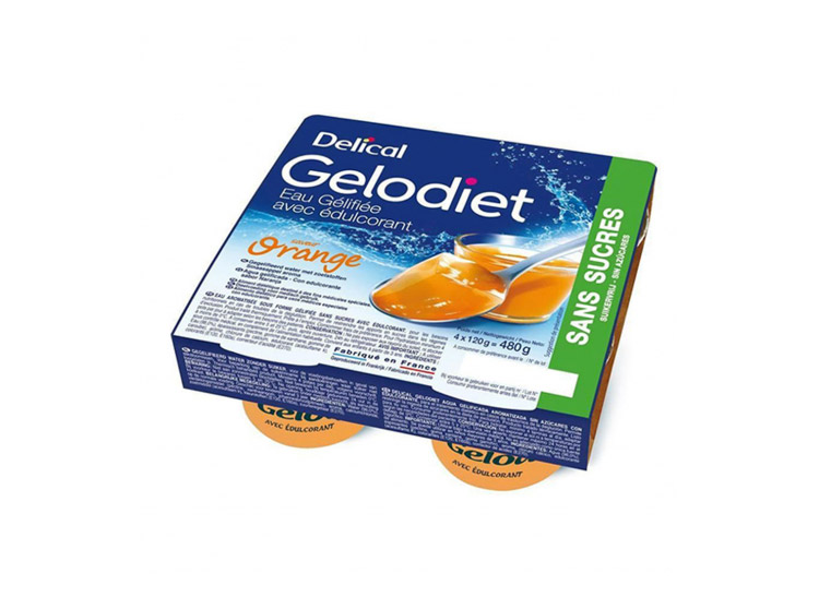 Gelodiet Eau gélifiée sans sucre goût Orange - 4x120G