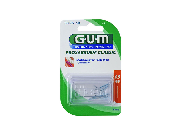 GUM Proxabrush Classic 412 Recharges Brossette interdentaire 0,9mm - 8 brossettes