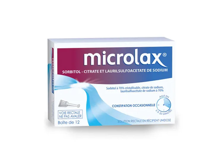 Microlax Sorbitol Citrate et Laurilsufoacétate de sodium - 12 tubes