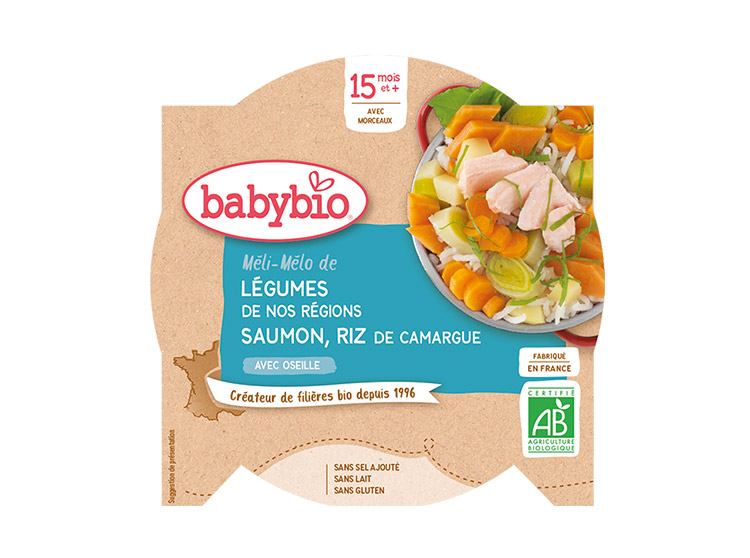 Babybio Méli-Mélo de Légumes de nos régions, Saumon, Riz de Camargue BIO - 260 g