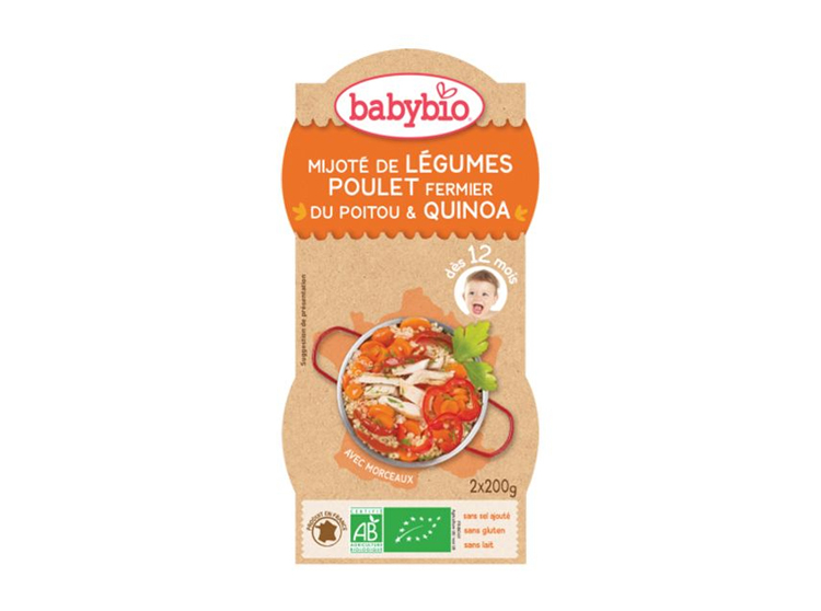 Babybio Mijoté de légumes poulet fermier du poitou & quinoa BIO - 2x200g